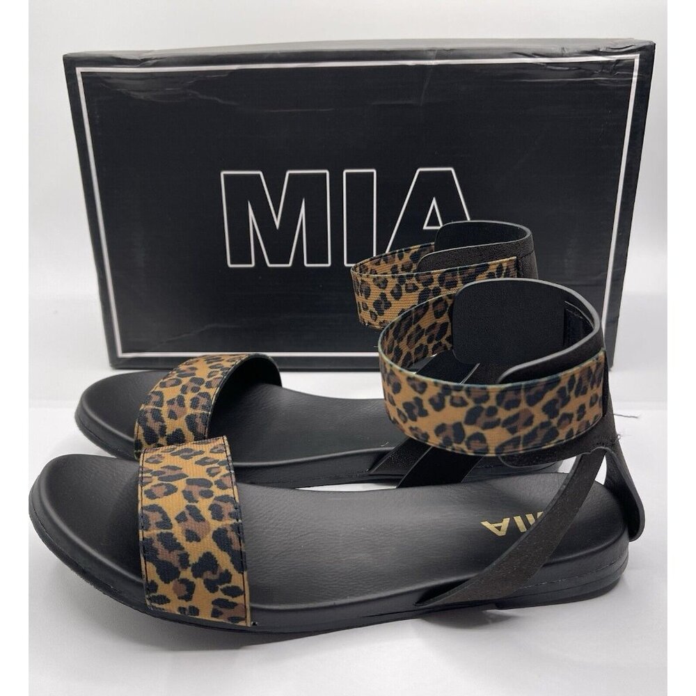 MIA sandals Womens Size 7 Leopard Cheetah Black Brown Lydye
